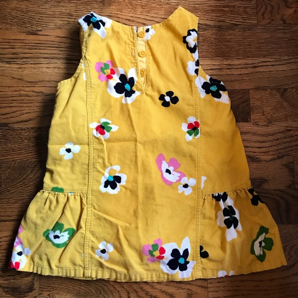 Baby Gap 2T Corduroy Jumper Flowers Yellow Dress - Picture 2 of 3